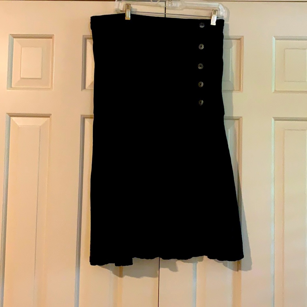 Free People linen A-line navy skirt.